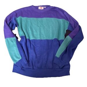 Vintage B.O.G Sport Colorblock Crewneck Sweater - Purple and Blue